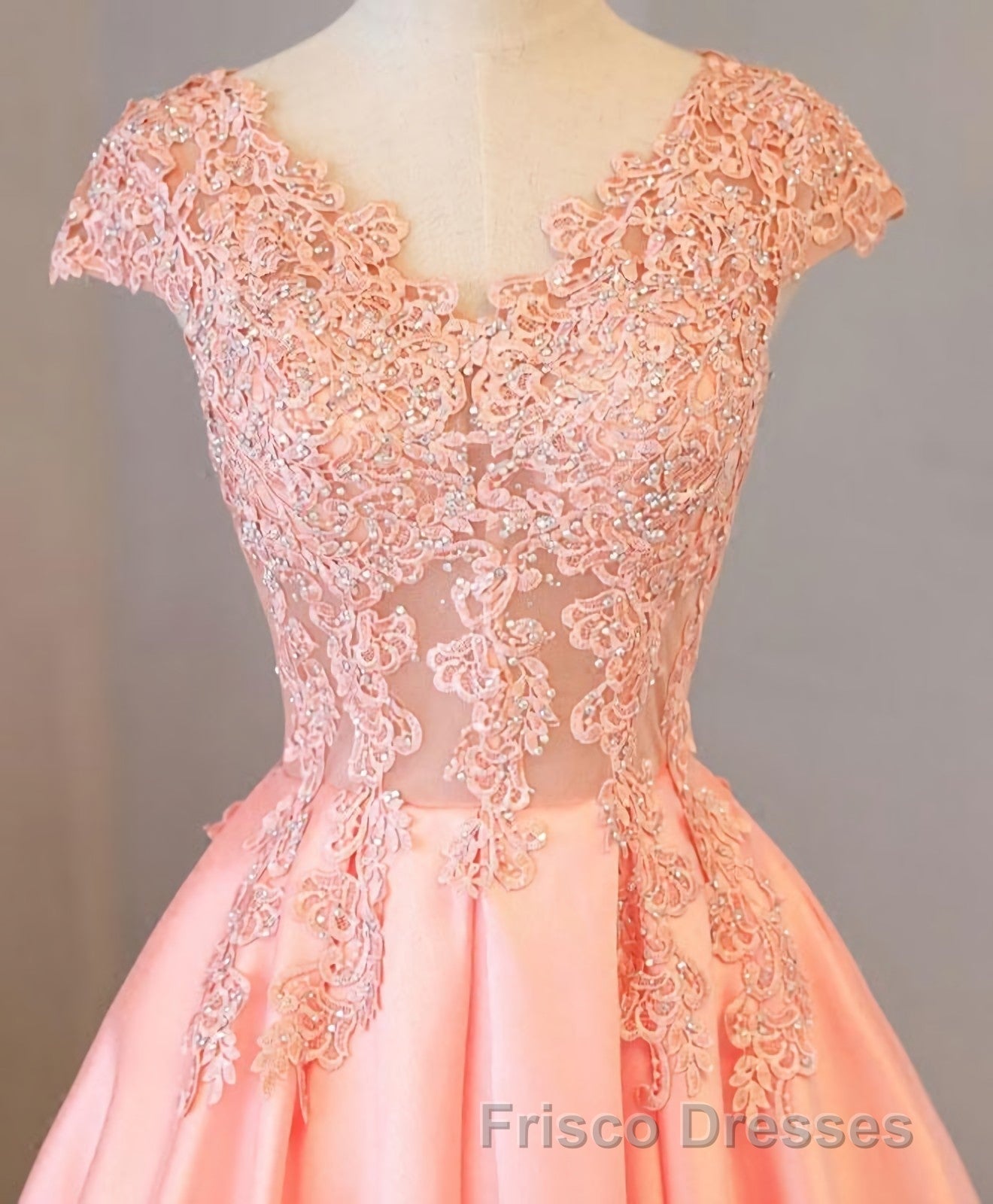 Custom Made V Neck Lace Long Formal Prom Dress, Lace Evening Dress
