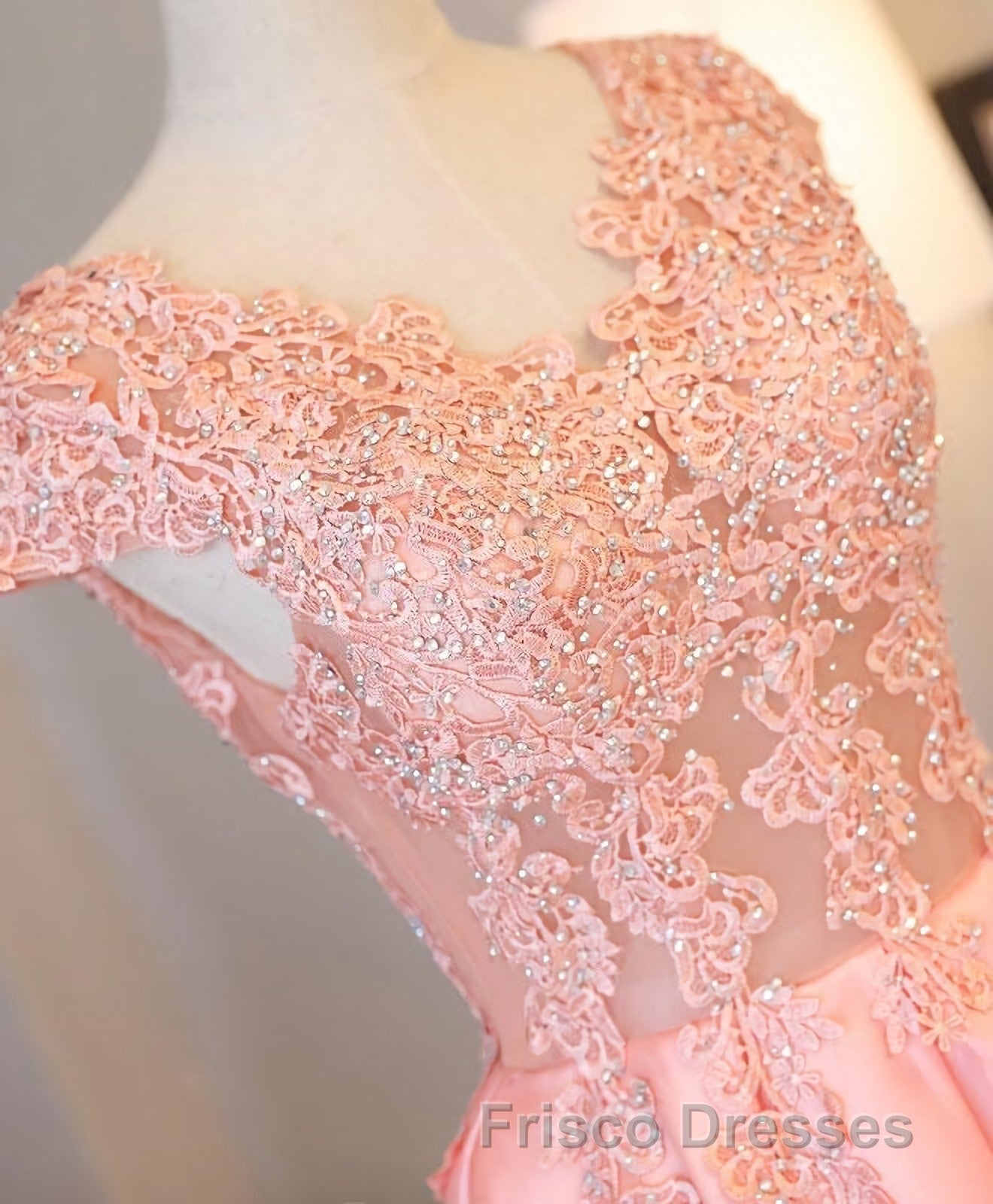 Custom Made V Neck Lace Long Formal Prom Dress, Lace Evening Dress Secondary image