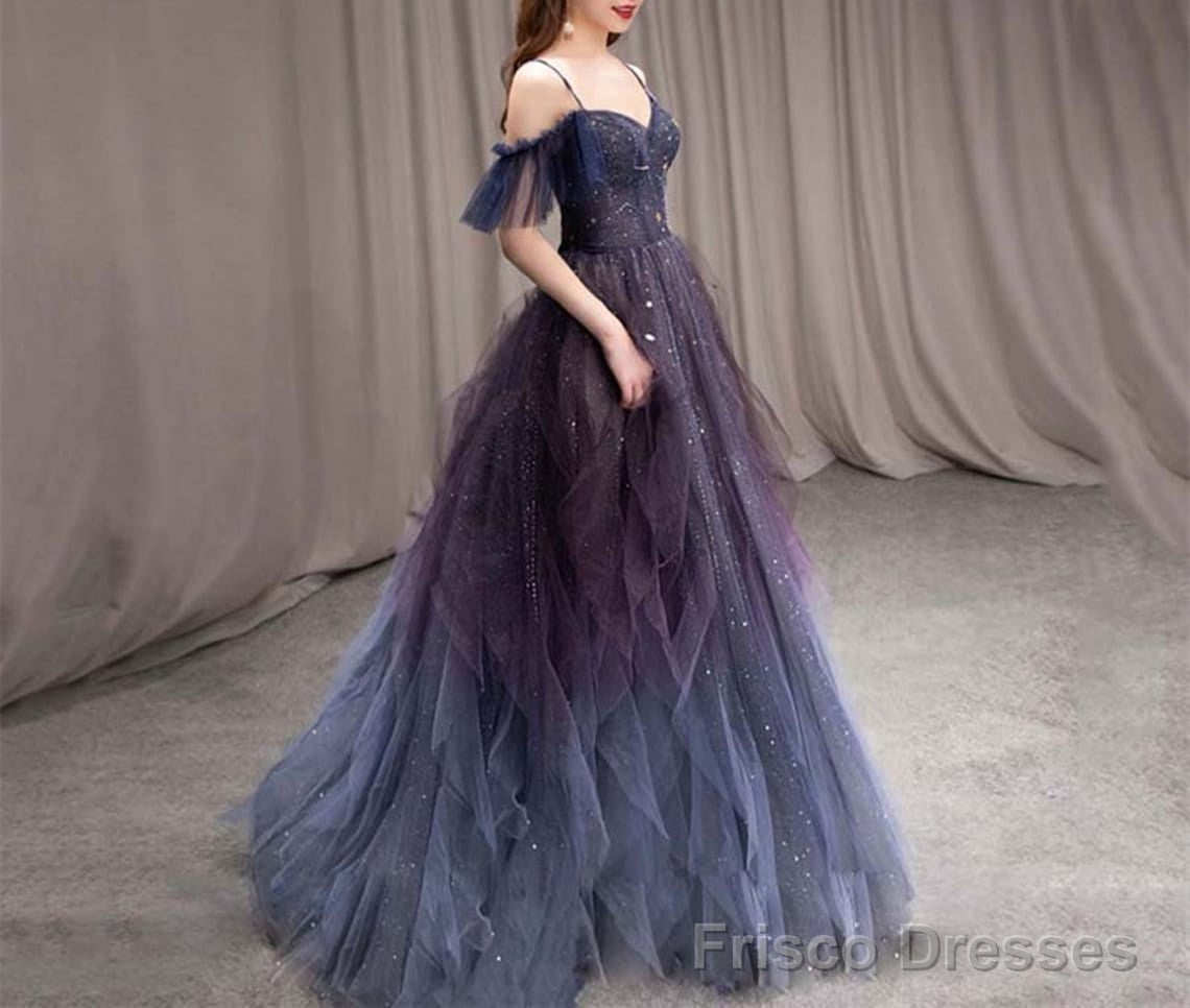 Gradient Starry Slip Fairy Prom Dress,Off Shoulder Tulle Fairy Prom Dress Secondary image
