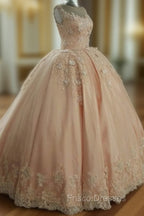 Illusion Neckline Tulle And Satin Ball Gowns Wedding Dress Lace Embroidery