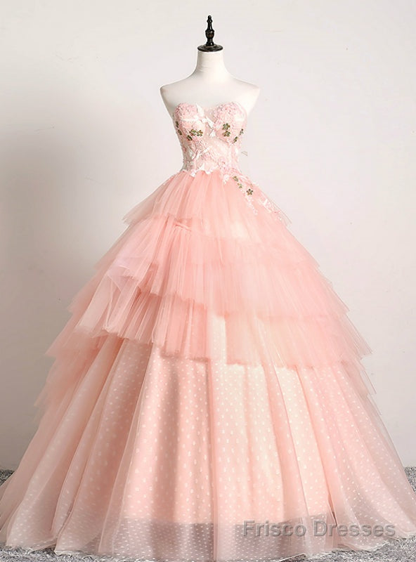 In One Step Pink Ball Gown Tulle Sweetheart Embrodiery Quinceanera Dress Main image