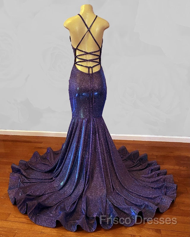 Iridescent Formal Prom Dress Mermaid V-Neck Open Back