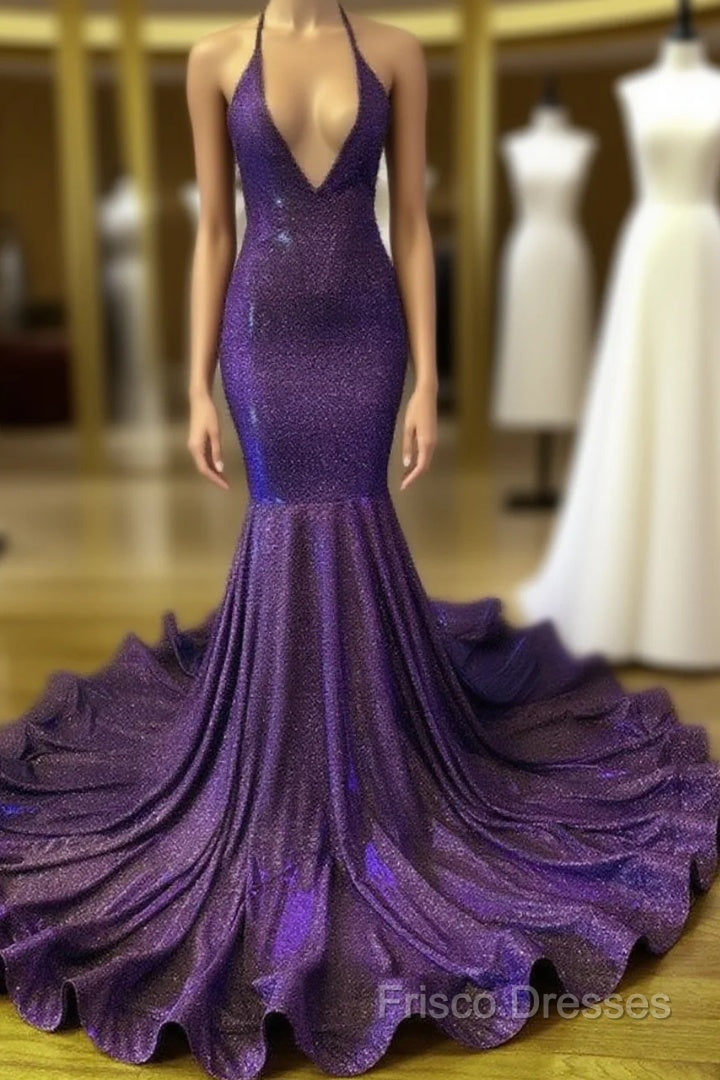 Iridescent Formal Prom Dress Mermaid V-Neck Open Back Main image