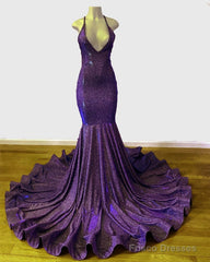 Iridescent Prom Dress Mermaid V-Neck Open Back