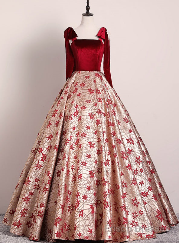 Is Now Available. Burgundy Velvet Straps Long Floor Length Quinceanera Dress Main image