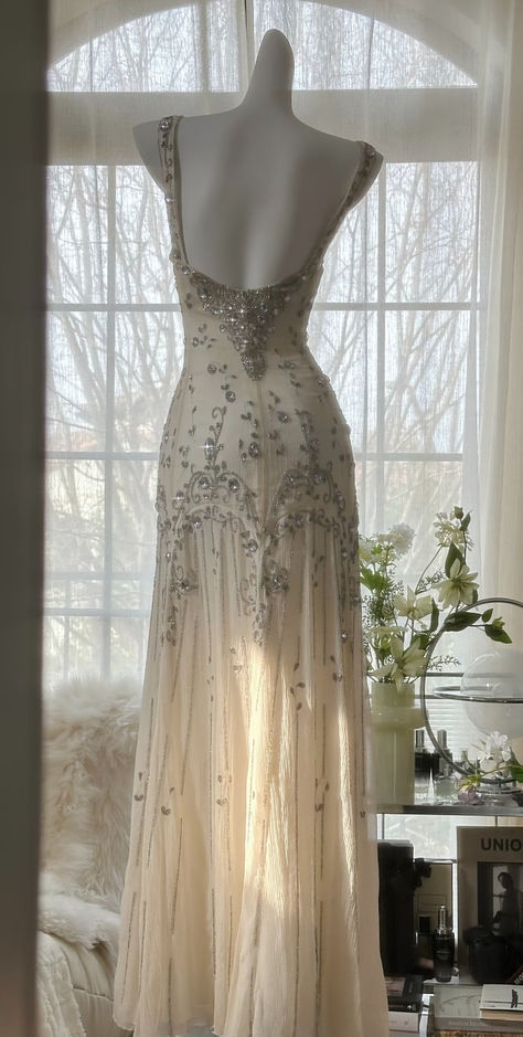 Ivory A Line Straps Beaded Chiffon Long Prom Dress Graduation Prom Dress