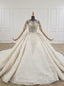 Ivory Ball Gown Tulle Sequins Short Sleeve Backless Beading Wedding Dress