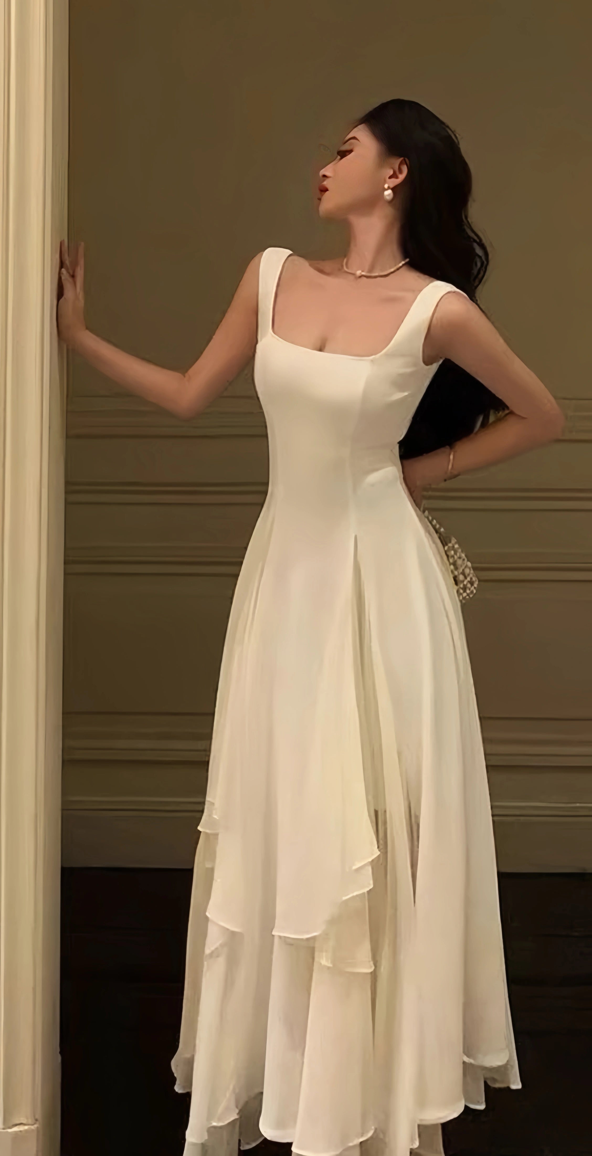 Ivory Chiffon Prom Dresses, Simple Party Dresses, A-Line Evening Formal Dress Main image