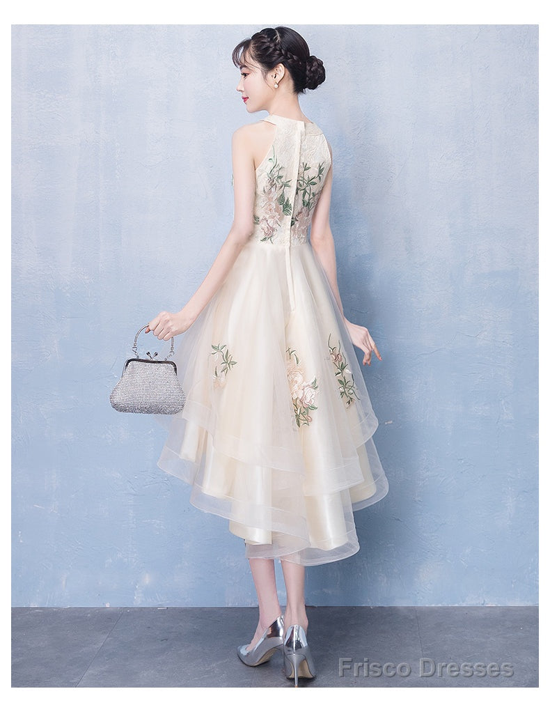 Ivory High Low Halter Tulle Layers Homecoming Dress, High Low Party Dress Prom Dress Secondary image