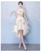 Ivory High Low Halter Tulle Layers Homecoming Dress, High Low Party Dress Prom Dress