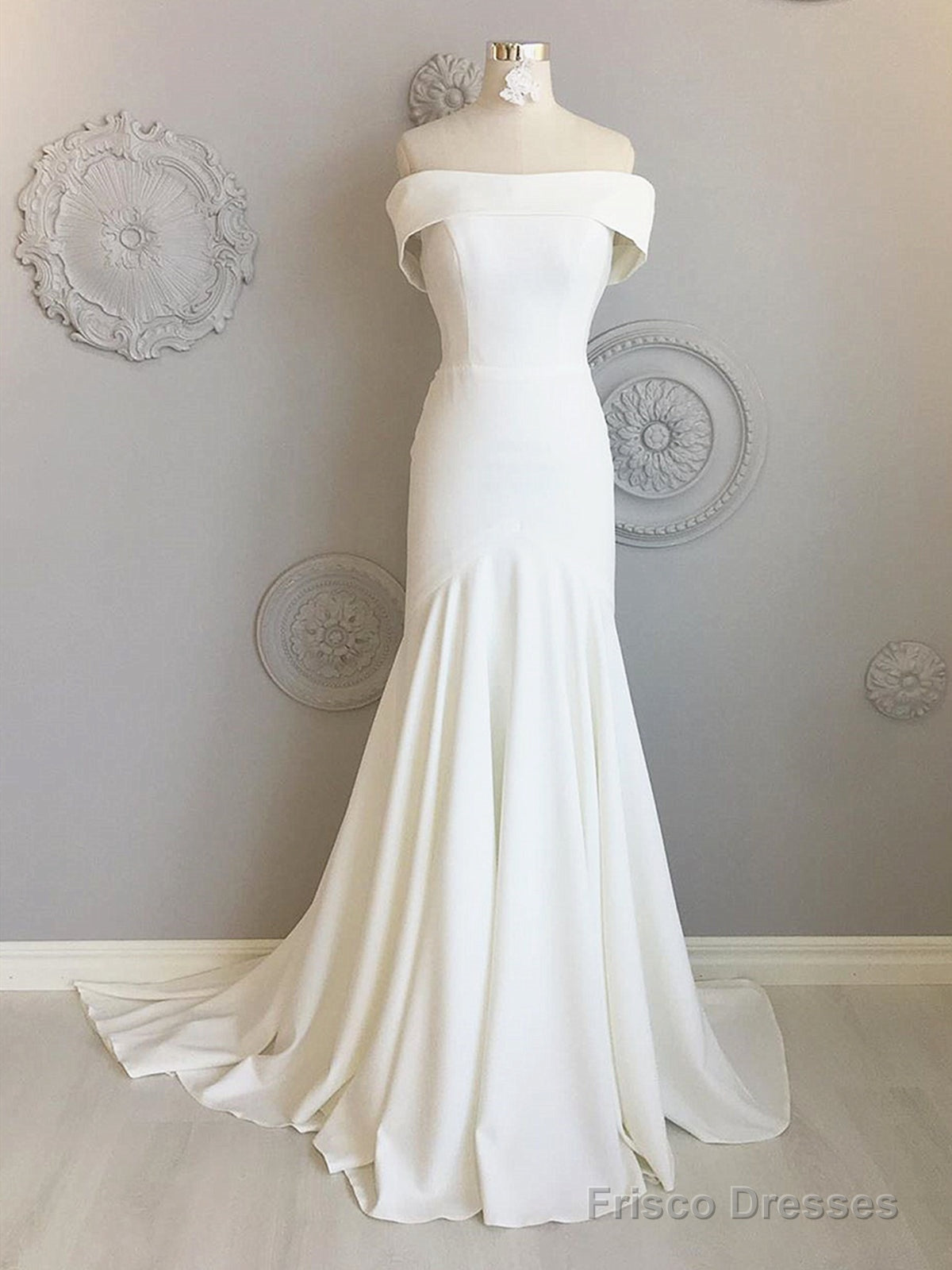 Ivory Off The Shoulder Mermaid Wedding Dresses, Off Shoulder Ivory Mermaid Prom Formal Evening Dresses Main image