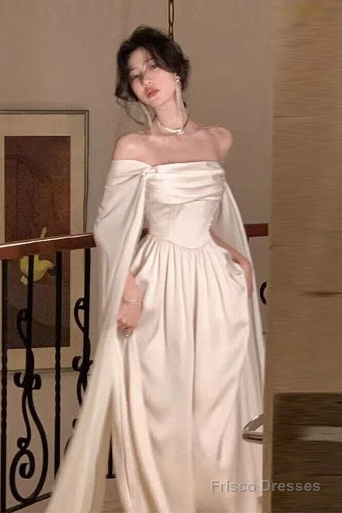 Ivory Satin Long Prom Dresses Evening Party Dresses Main image