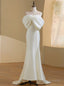 Ivory Satin Off the Shoulder Bow Wedding Dress