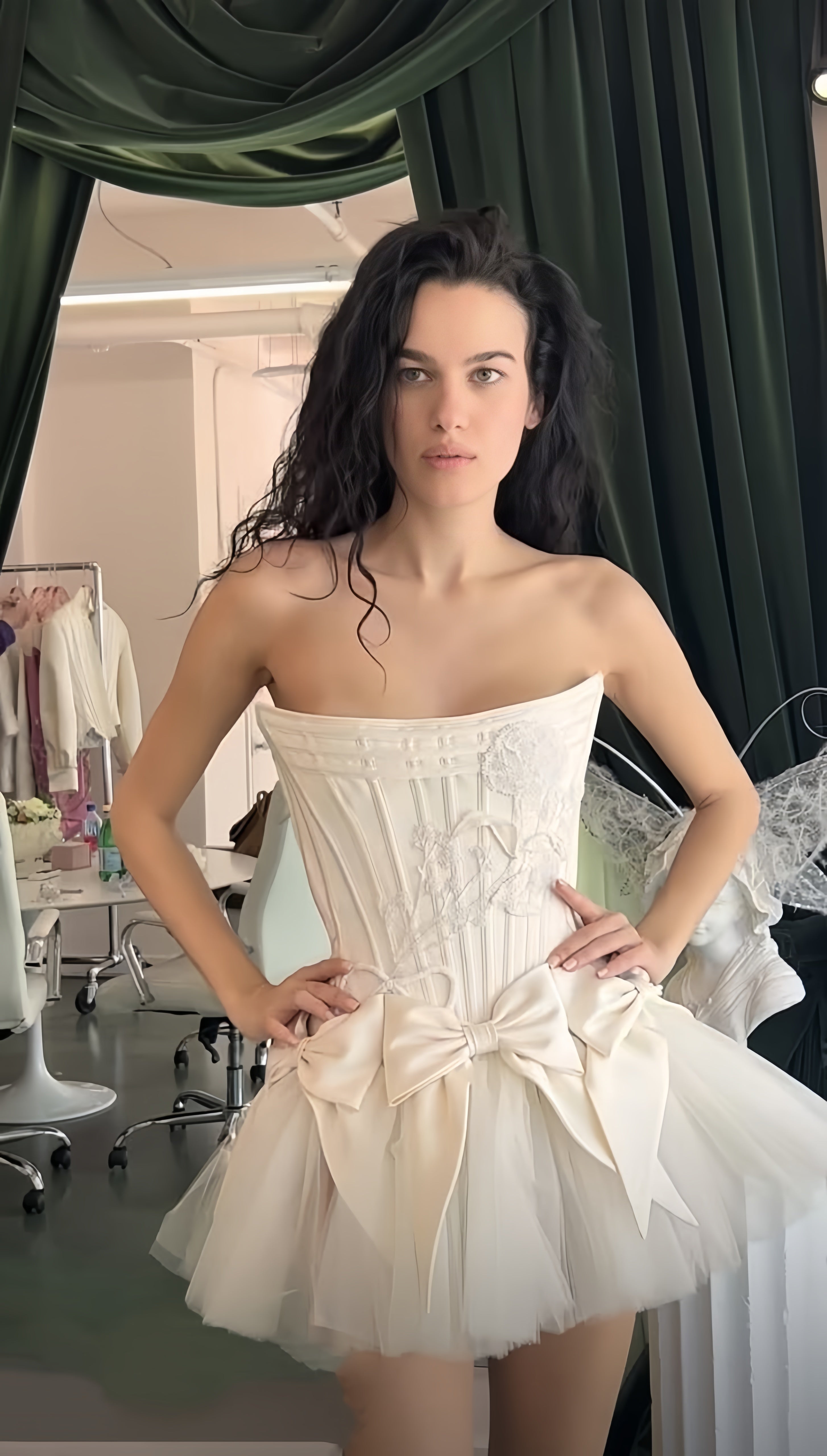 Ivory Strapless Wedding Dress, Short Hoco Prom Dress, Secondary image