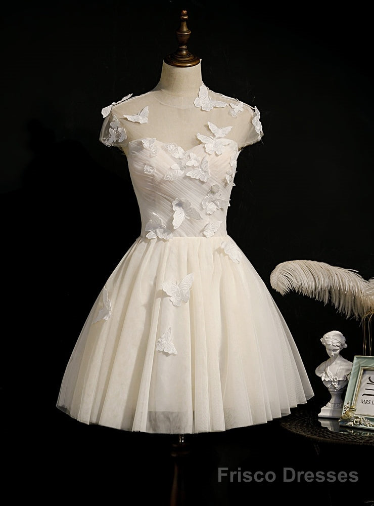 Ivory Tulle Backless Butterfly Homecoming Dress Main image