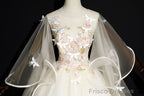 Ivory Tulle Ball Gown Sweet 16 Dresses With Lace, Glam Long Evening Gown Formal Dresses