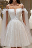 Ivory Tulle Knee Length With Lace Short Formal Prom Dress, Cute Ivory Party Dress