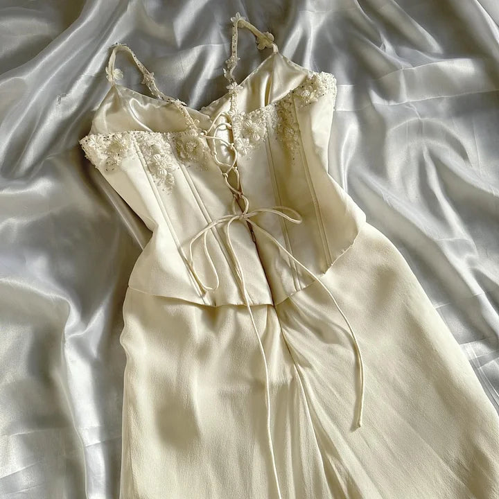 Ivory Luxury Gorgeous Fashion Exquisite Flowers Beading Long Chiffon Elegant Ball Gown Evening Dress Party Dress