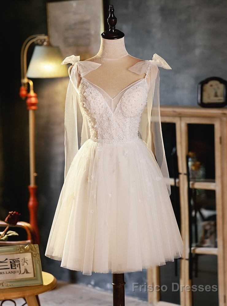 Ivory White Tulle Beading Homecoming Dress Main image
