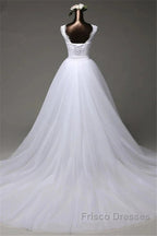 Jewel Sleeveless Lace Long Wedding Gown With Overskirt