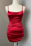 Red Satin Sheath Straps Homecoming Dress