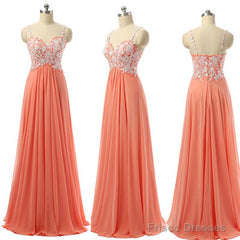 Junior Pretty Spaghetti Strap Empire Waist Sweetheart A Line Appliques Long Floor Length Bridesmaid Dresses,