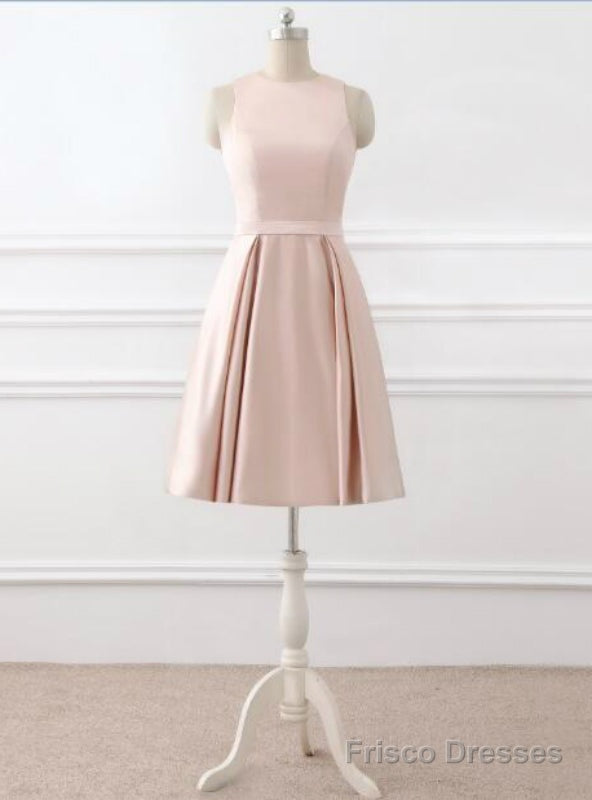 Knee Length Satin Lace Back See Through Short Cocktail Dresses Main image