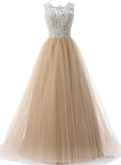 Lace And Tulle Elegant Formal Gowns , Beautiful A-Line Party Dress