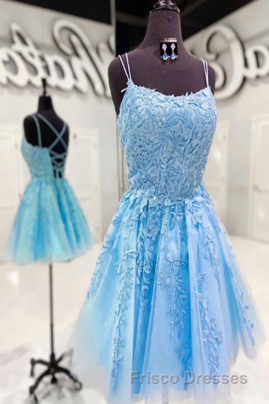 Lace Applique A-line Homecoming Dress Short Formal Prom Dress,Semi Formal Prom Dress