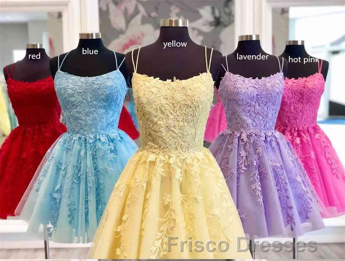 Lace Applique A-line Homecoming Dress Short Formal Prom Dress,Semi For