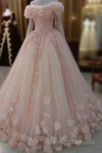 Lace Appliques Ball Gown Quinceanera Dress Tulle Flowers