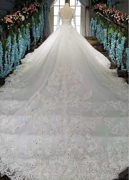 Lace Appliques & Beadings Tulle Bateau A-Line Wedding Dress Main image