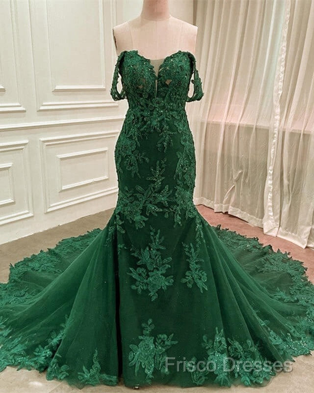 Lace Appliques Formal Prom Dress Mermaid Off Shoulder Secondary image