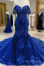 Lace Appliques Formal Prom Dress Mermaid Off Shoulder
