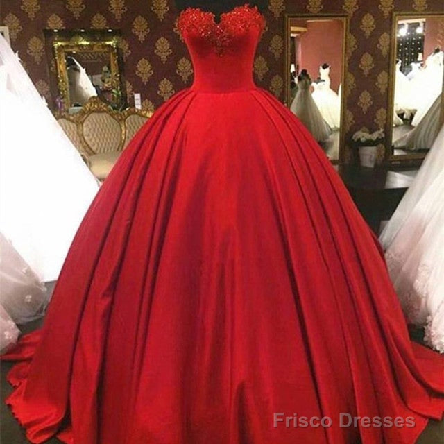 Lace Beaded Sweetheart Bodice Corset Satin Prom Dresses Ball Gowns Main image