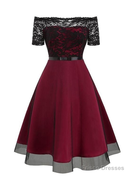 Lace Bodice Off The Shoulder Tulle Semi Homecoming Dress