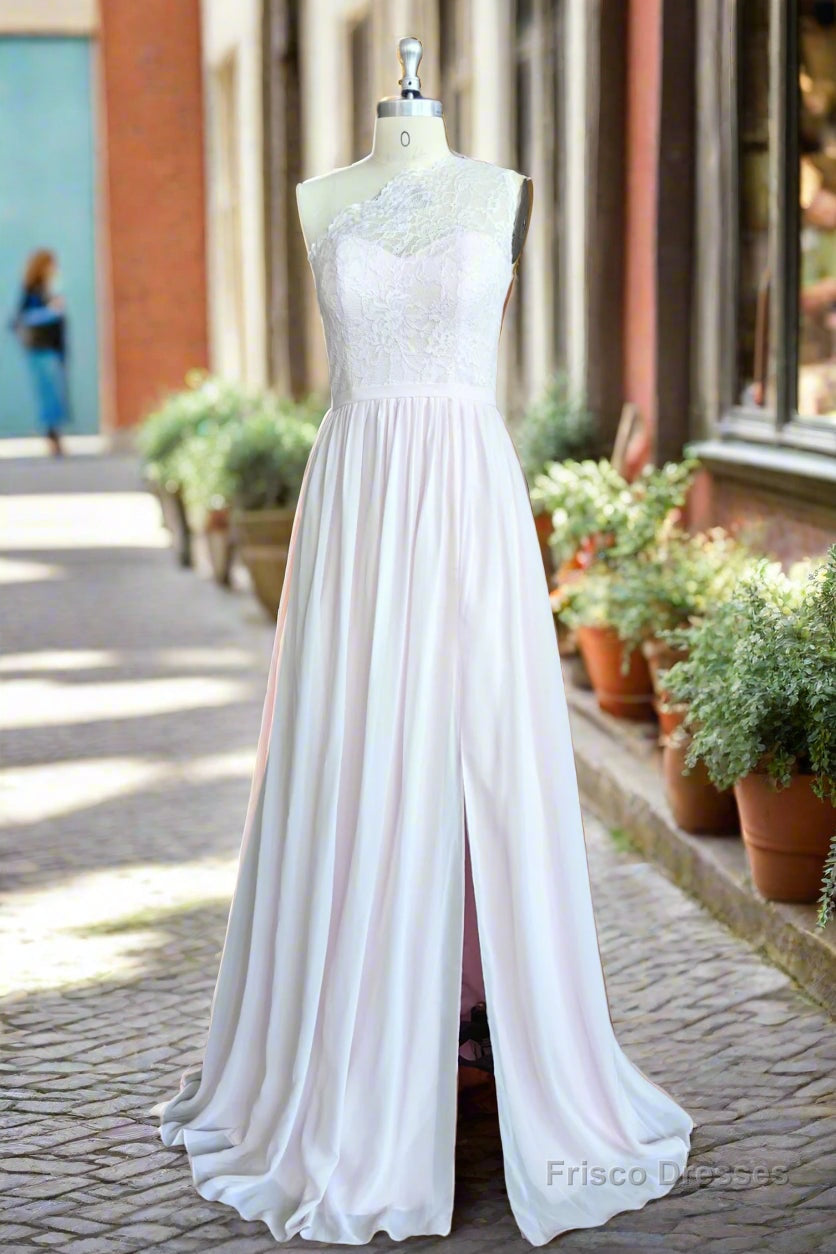 Lace/Chiffon One-Shoulder Floor-Length Bridesmaid Dresses Secondary image