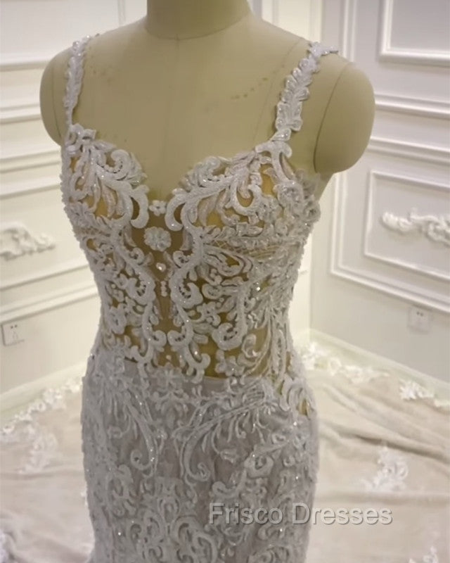 Lace Embroider Wedding Dress Mermaid Sweetheart Spaghetti Straps Secondary image