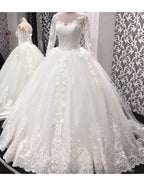 Lace Embroidery Ball Gown Wedding Dress Long Sleeves