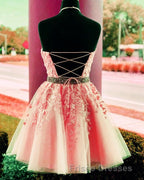 Lace Embroidery Halter Tulle Homecoming Dress Cross Back