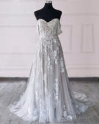 Lace Embroidery Off The Shoulder Boho Tulle Wedding Dress