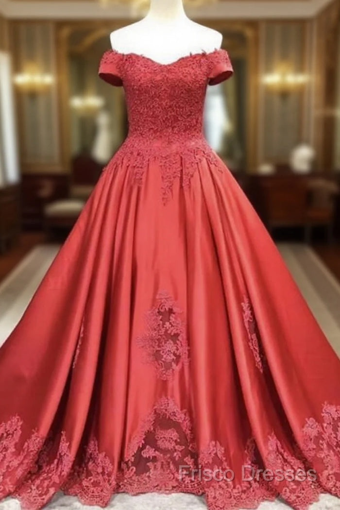 Lace Embroidery Satin Sweep Train Wedding Dress Ball Gowns Main image
