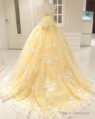 Lace Embroidery Tulle Ball Gown Strapless Dresses With Bow Sashes