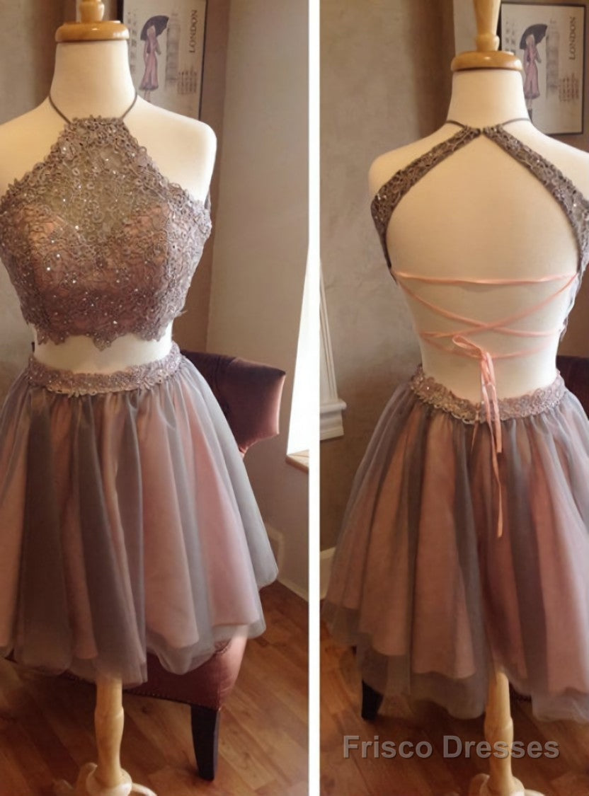 lace homecoming dress two piece homecoming dress Main image