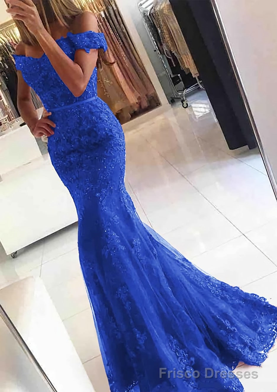 trumpet mermaid sleeveless dress Lace Long/Floor-Length Trumpet/Mermaid Sleeveless Off-The-Shoulder Zip –  Frisco Dresses