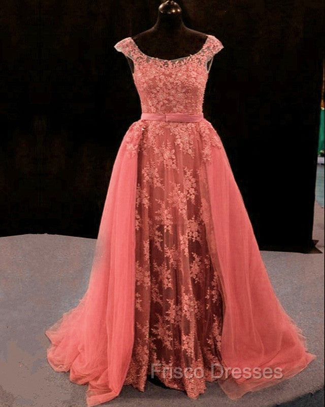 Lace Mermaid Formal Prom Dress Spaghetti Straps Removable Train Secondary image