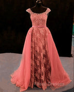 Lace Mermaid Formal Prom Dress Spaghetti Straps Removable Train