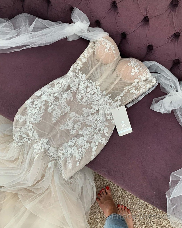Lace Mermaid Wedding Gowns Sheer Corset Spaghetti Straps Secondary image