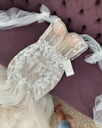 Lace Mermaid Wedding Gowns Sheer Corset Spaghetti Straps