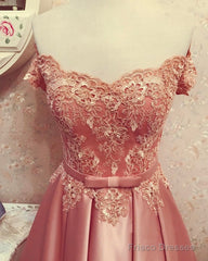 Lace Off Shoulder Satin Homecoming Dresses Bow Sashes